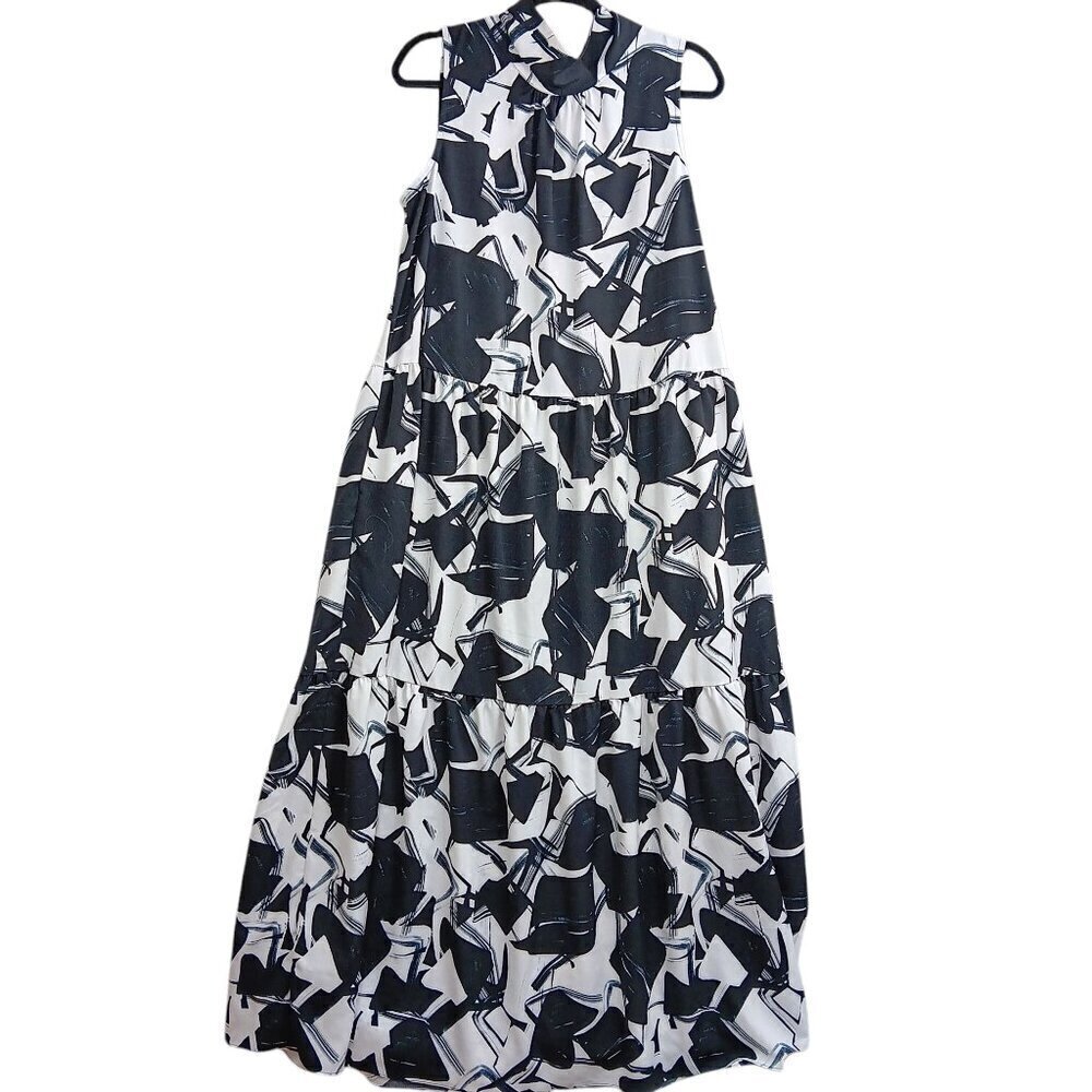 KARL LAGERFELD Women's Maxi Dress Black White Abstract Print Size 12 Day Dresses